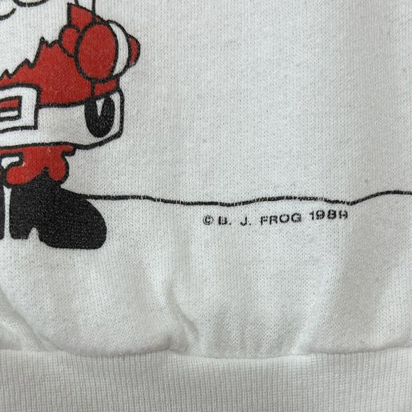 VTG B J Frog Sweatshirt Ugly Christmas Raindeer Santa 3D Graphics 80s USA sz S - Picture 4 of 9